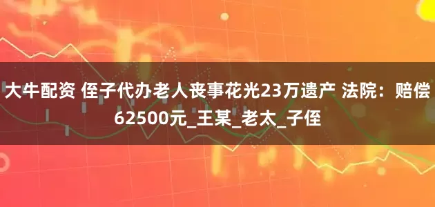 大牛配资 侄子代办老人丧事花光23万遗产 法院：赔偿62500元_王某_老太_子侄
